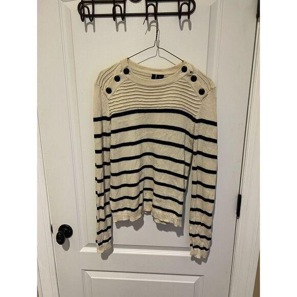 Ultra Flirt striped Sweater with button detail - Picture 1 of 7